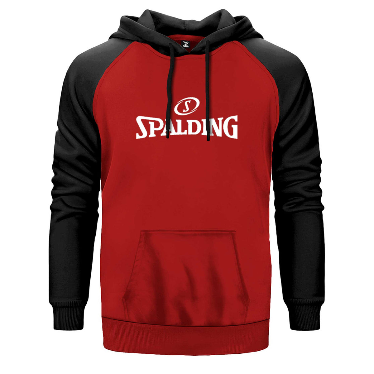 White Spalding çift renk reglan kol kapşonlu sweatshirt - kırmızı