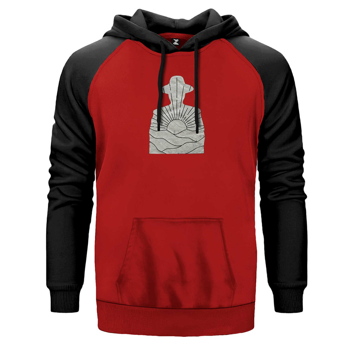 Cabinet Of Curiosities Silhouette çift renk reglan kol kapşonlu sweatshirt - kırmızı