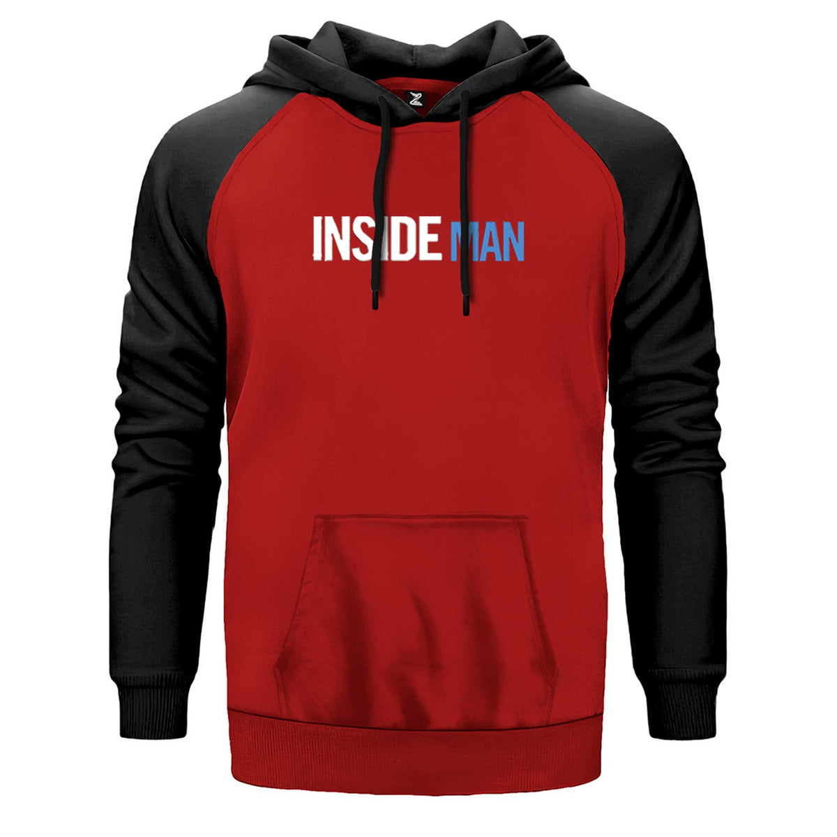 Insade Man Blue çift renk reglan kol kapşonlu sweatshirt - kırmızı