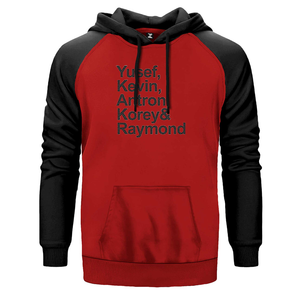 When They See Us Team Names çift renk reglan kol kapşonlu sweatshirt - kırmızı