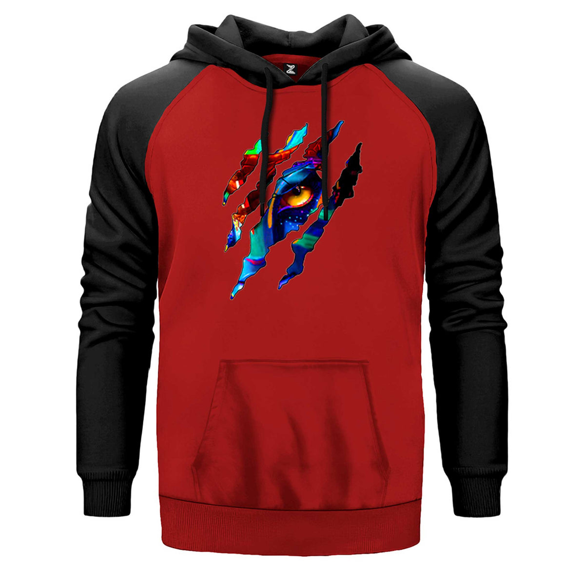 Avatar The Way Of Water Eye çift renk reglan kol kapşonlu sweatshirt - kırmızı