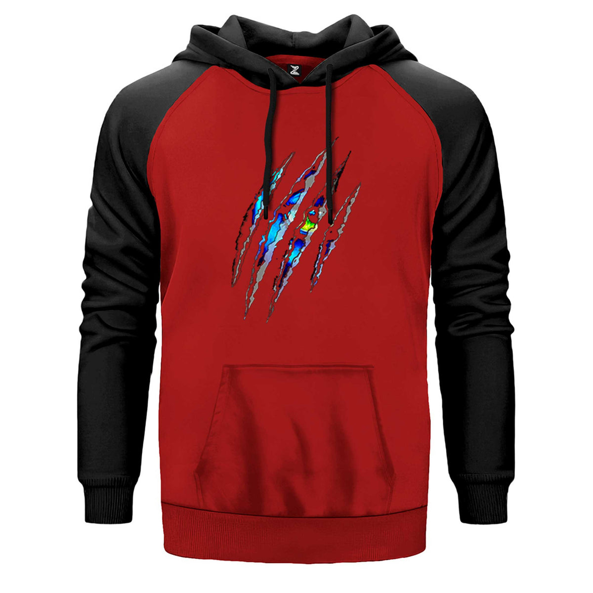 Avatar The Way Of Water Neytiri looking çift renk reglan kol kapşonlu sweatshirt - kırmızı
