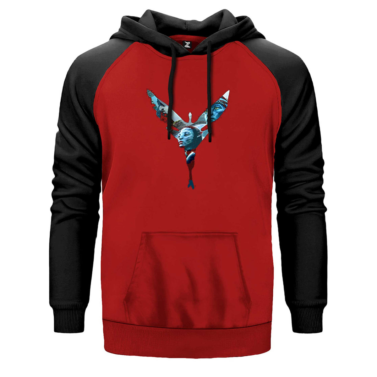 Avatar The Way Of Water Butterfly çift renk reglan kol kapşonlu sweatshirt - kırmızı