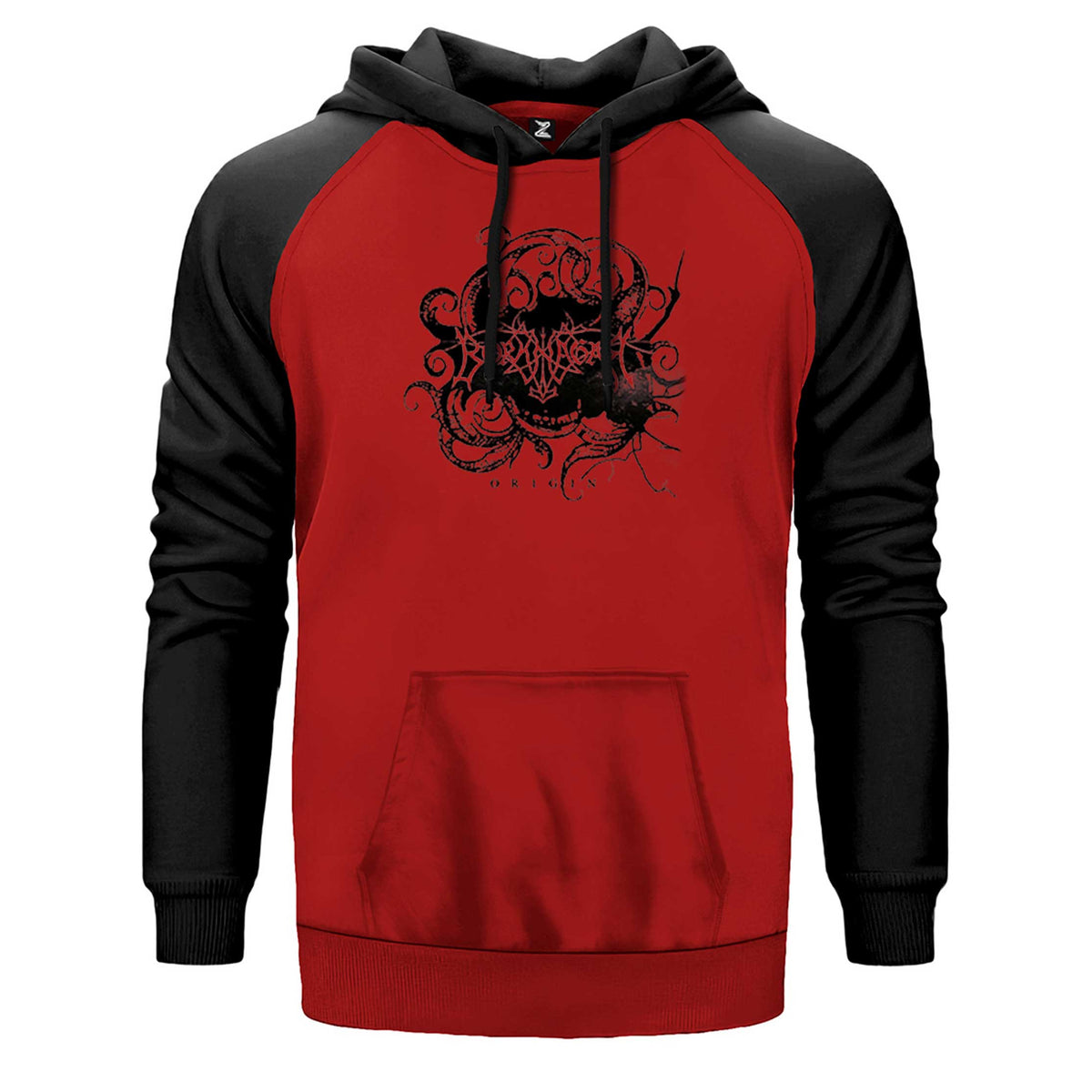 Borknagar Origin çift renk reglan kol kapşonlu sweatshirt - kırmızı