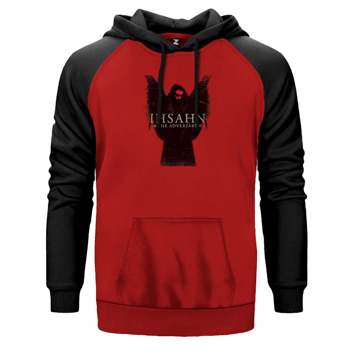 Ihsahn The Adversary çift renk reglan kol kapşonlu sweatshirt - kırmızı
