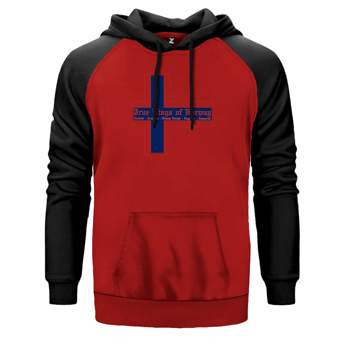 True Kings of Norway çift renk reglan kol kapşonlu sweatshirt - kırmızı