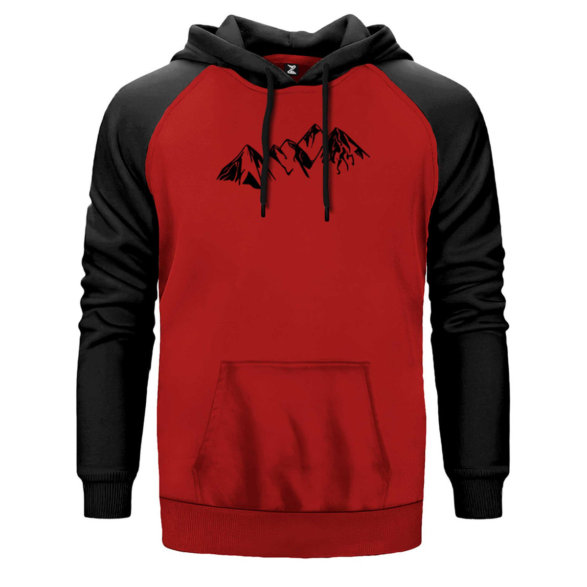 Black Mountains çift renk reglan kol kapşonlu sweatshirt - kırmızı