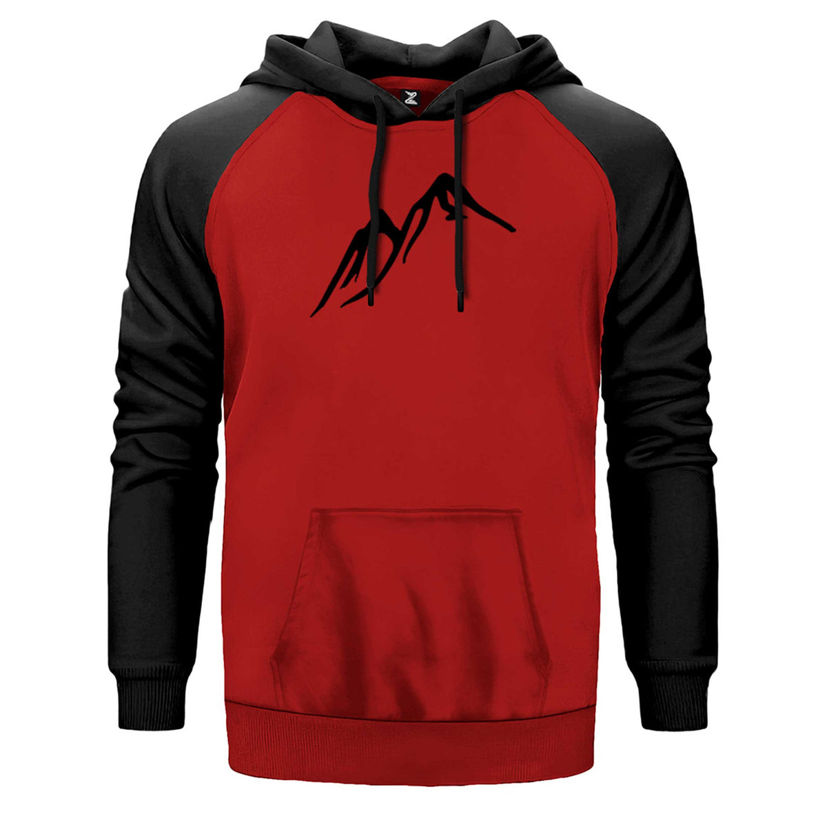 Everest Siluet çift renk reglan kol kapşonlu sweatshirt - kırmızı