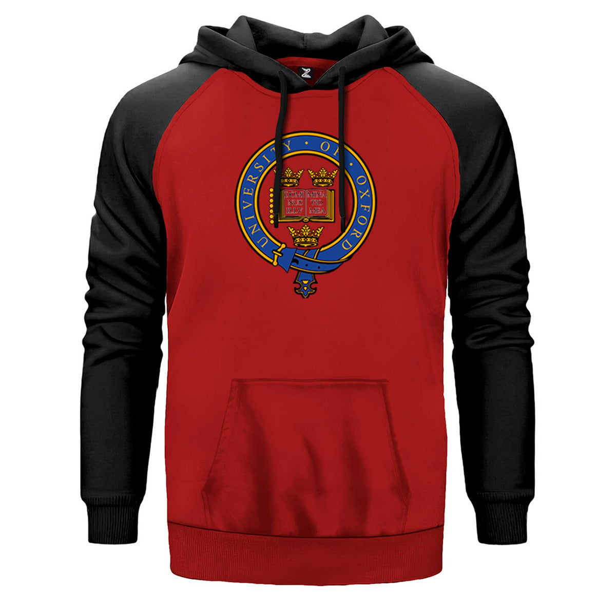 University Of Oxford Logo çift renk reglan kol kapşonlu sweatshirt - kırmızı