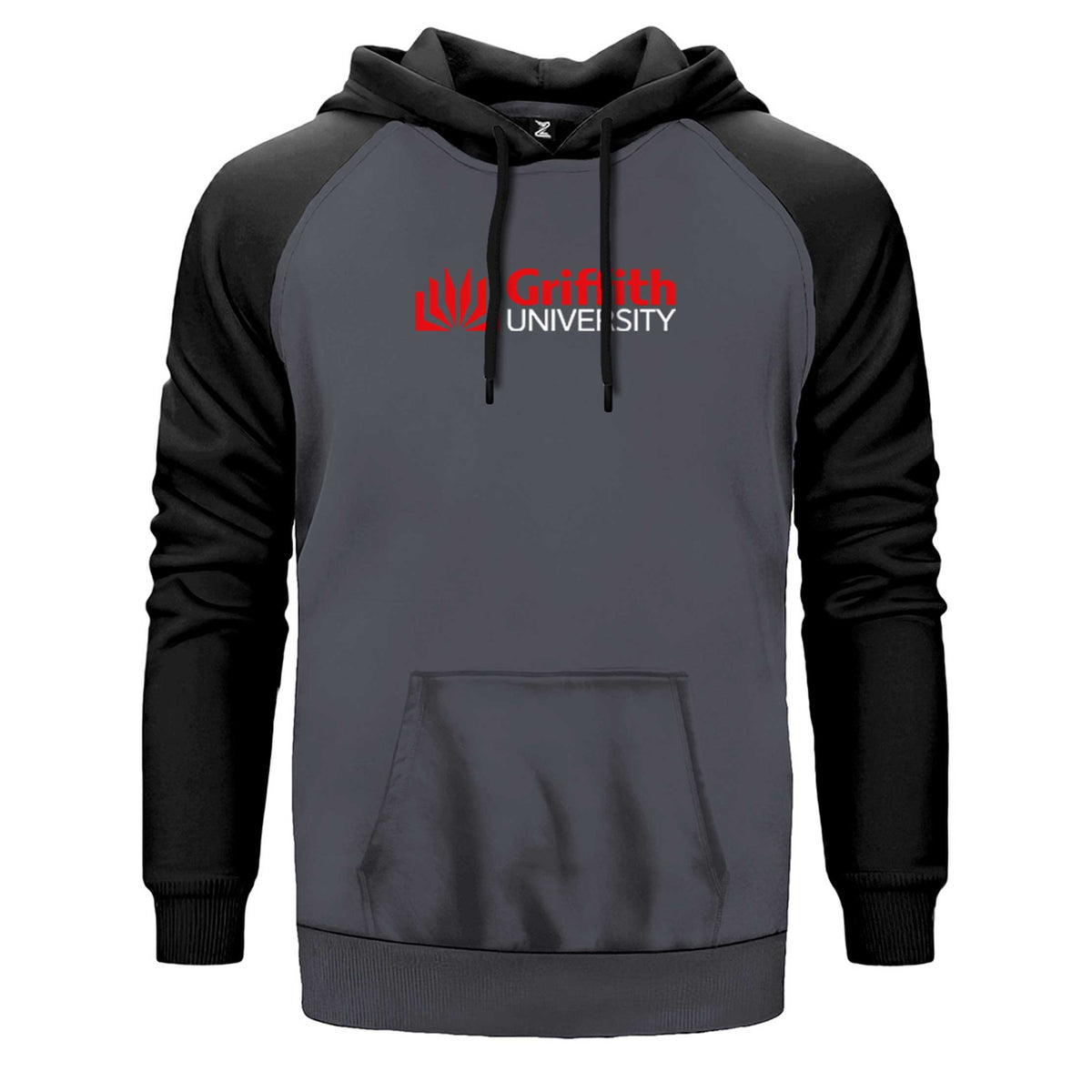 Griffith University Red Logo çift renk reglan kol kapşonlu sweatshirt - gri