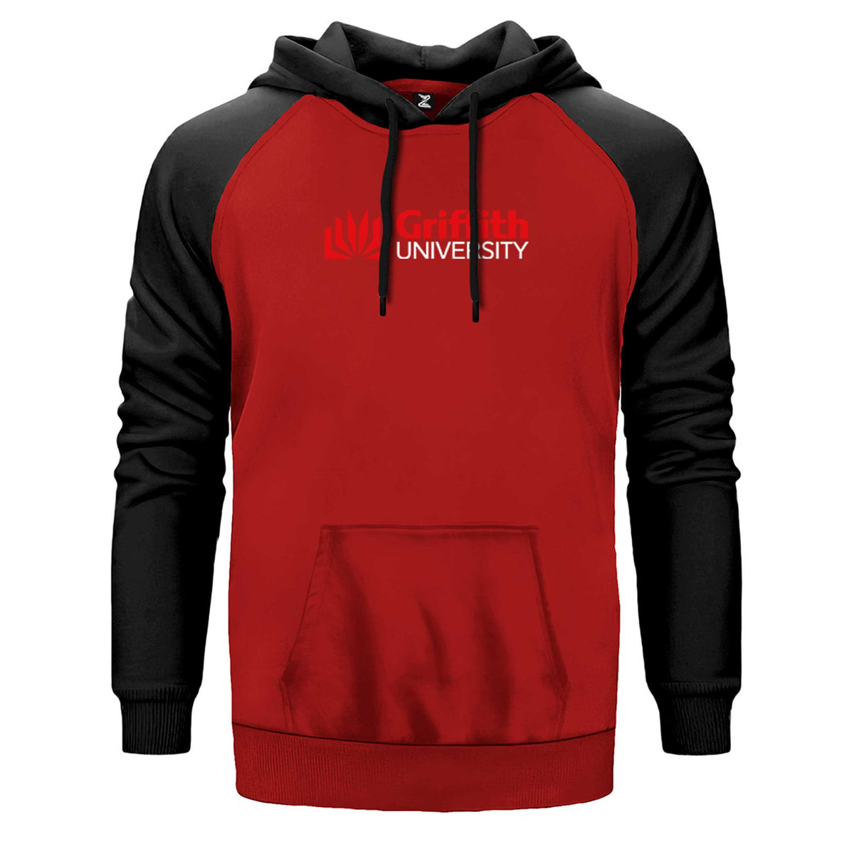 Kırmızıffith University Red Logo çift renk reglan kol kapşonlu sweatshirt - kırmızı