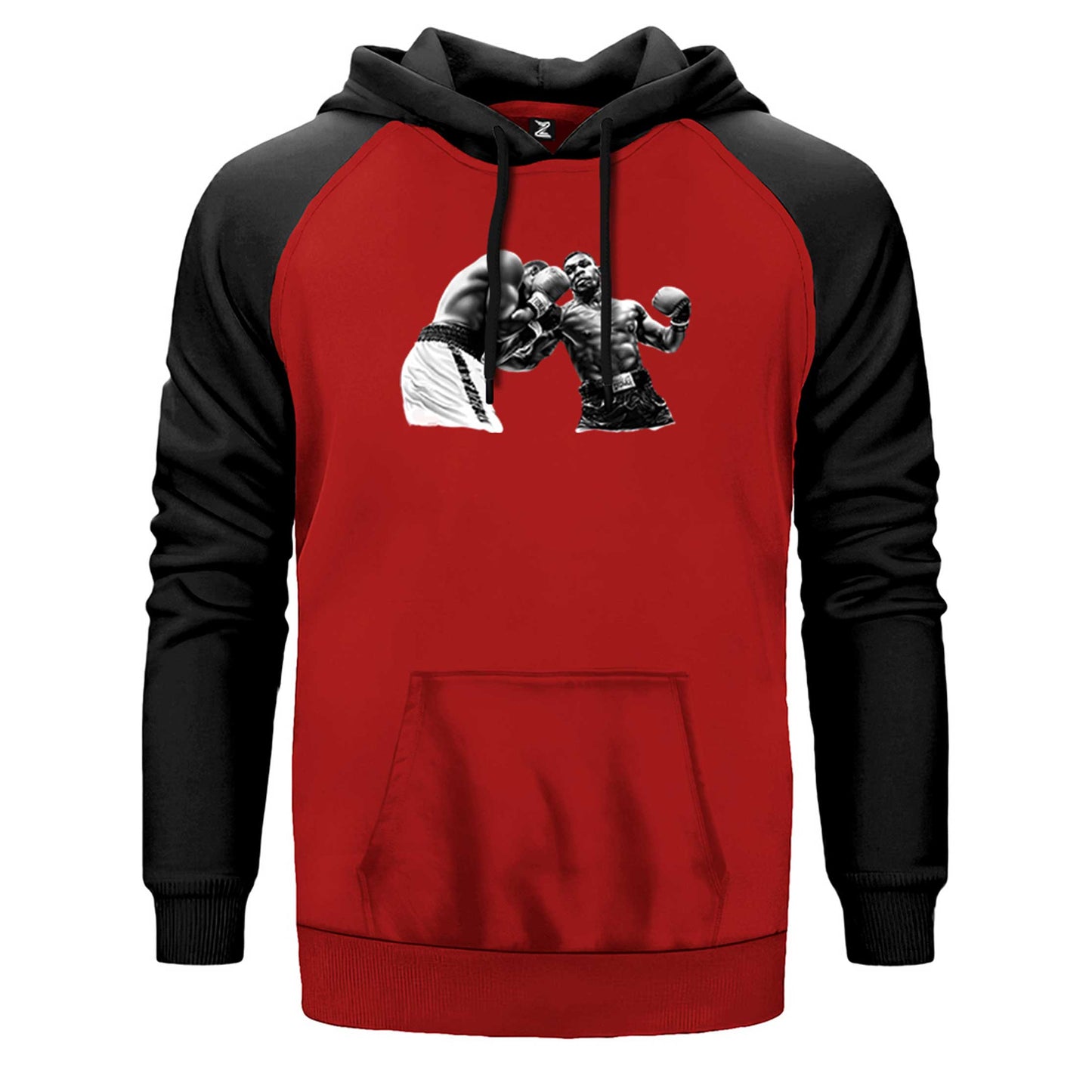 Mike Tyson Art Of Fight çift renk reglan kol kapşonlu sweatshirt - kırmızı