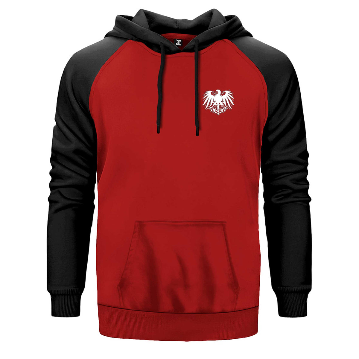 Hearts of Iron 4 Kaiserreich çift renk reglan kol kapşonlu sweatshirt - kırmızı