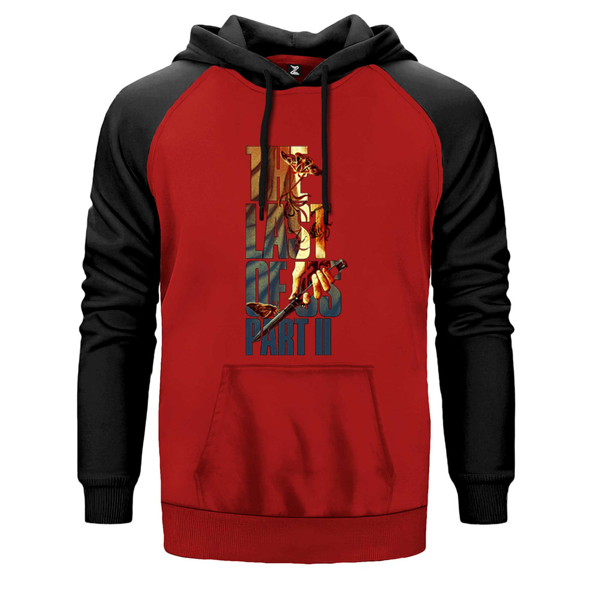 The Last of Us 2 Butterfly çift renk reglan kol kapşonlu sweatshirt - kırmızı
