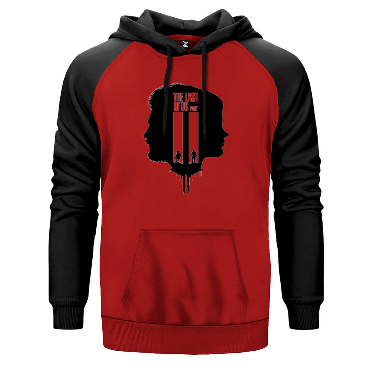 The Last Of Us 2 Ellie Joel Face çift renk reglan kol kapşonlu sweatshirt - kırmızı