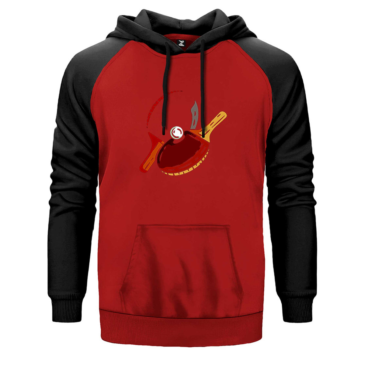 Ping Pong Classic çift renk reglan kol kapşonlu sweatshirt - kırmızı