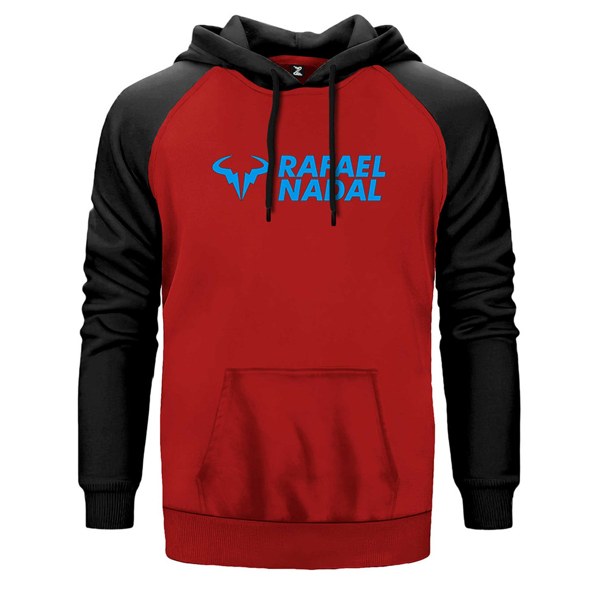 Rafael Nadal Blue Logo Text çift renk reglan kol kapşonlu sweatshirt - kırmızı