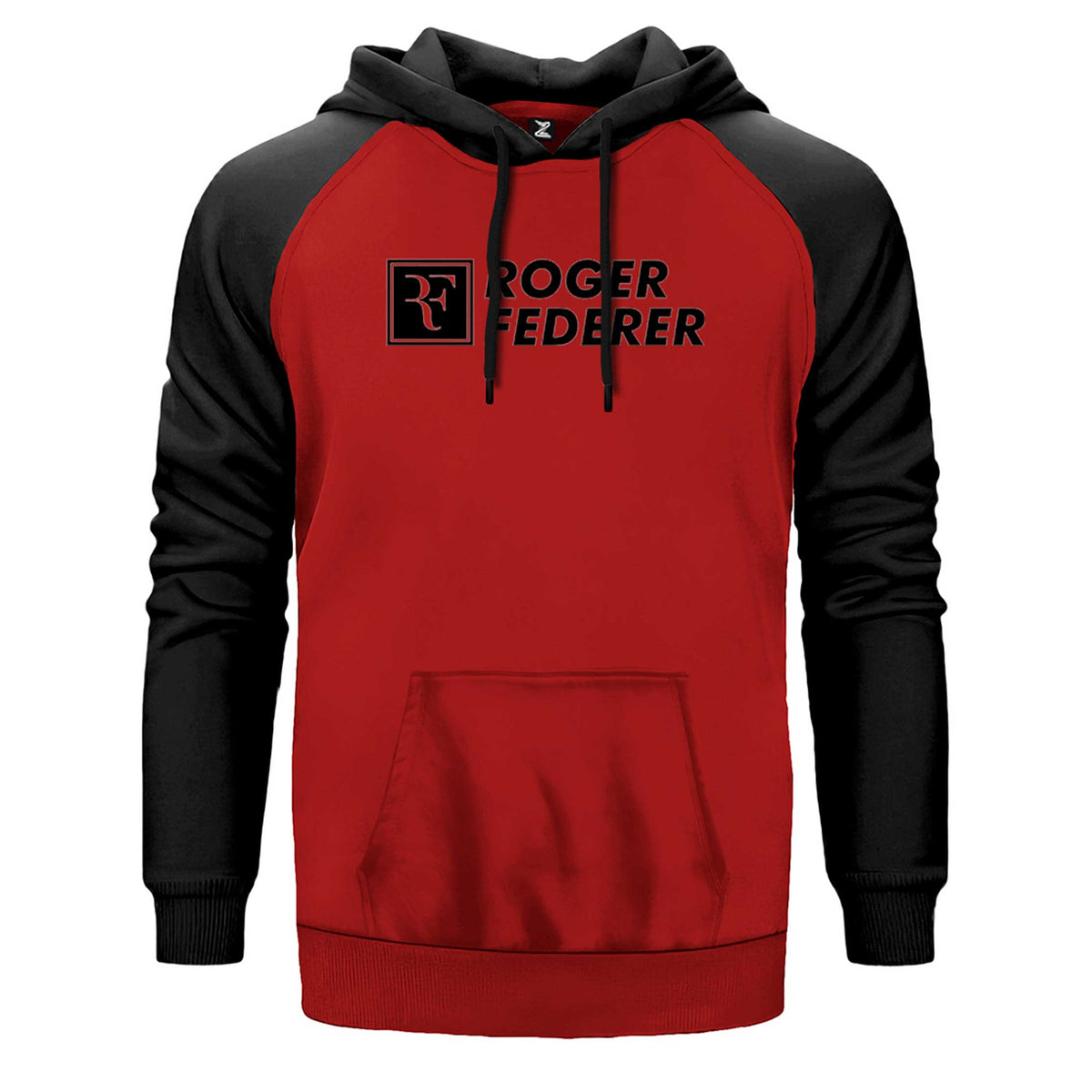 Roger Federer Text çift renk reglan kol kapşonlu sweatshirt - kırmızı
