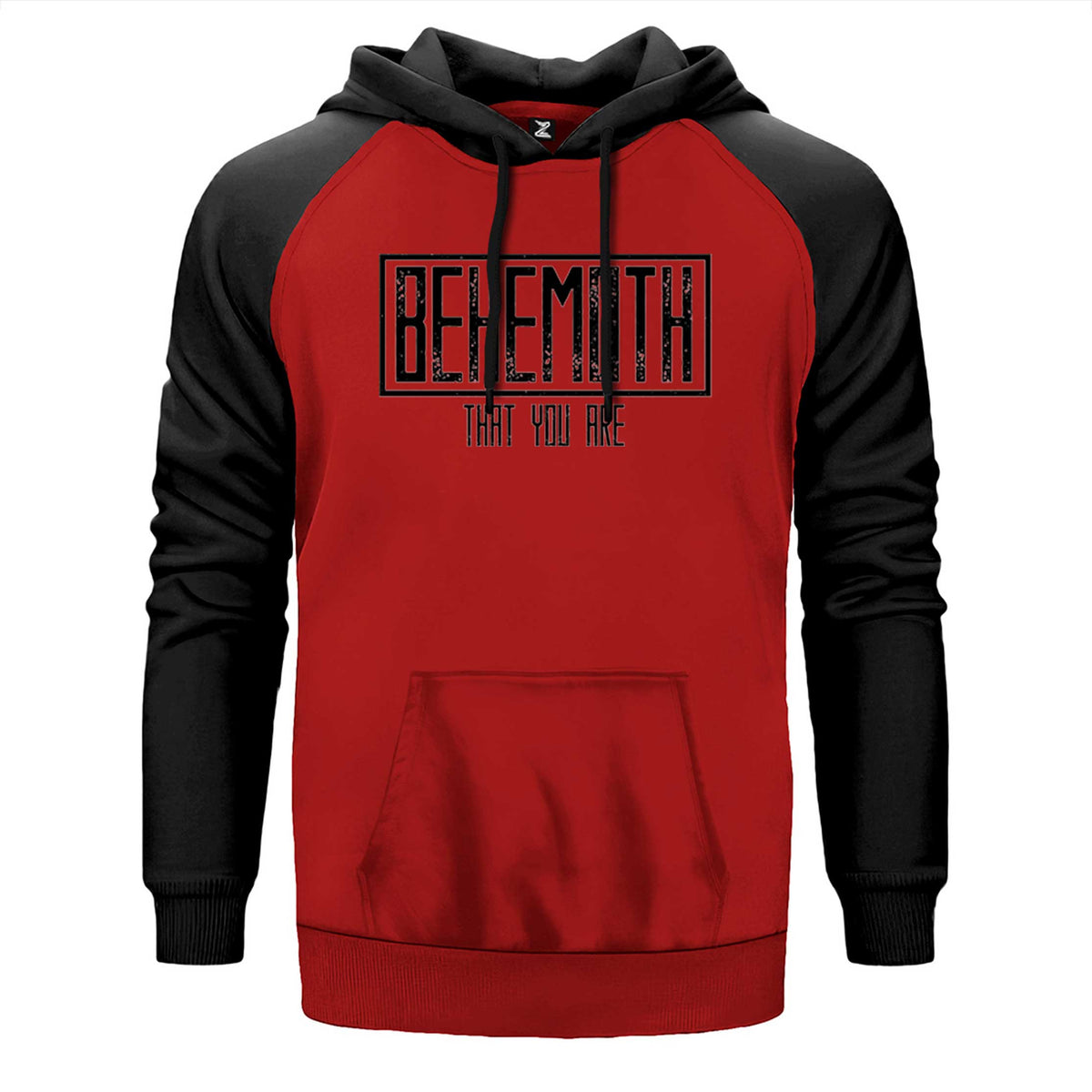 Behemoth That You Are çift renk reglan kol kapşonlu sweatshirt - kırmızı