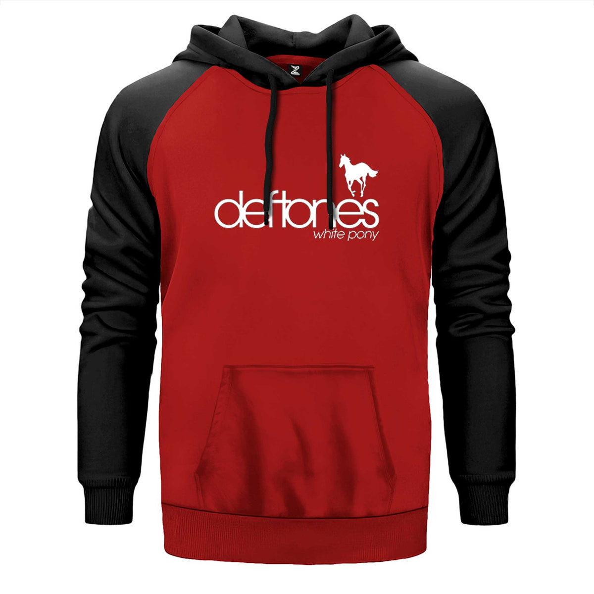 Deftones White Pony 2021 çift renk reglan kol kapşonlu sweatshirt - kırmızı
