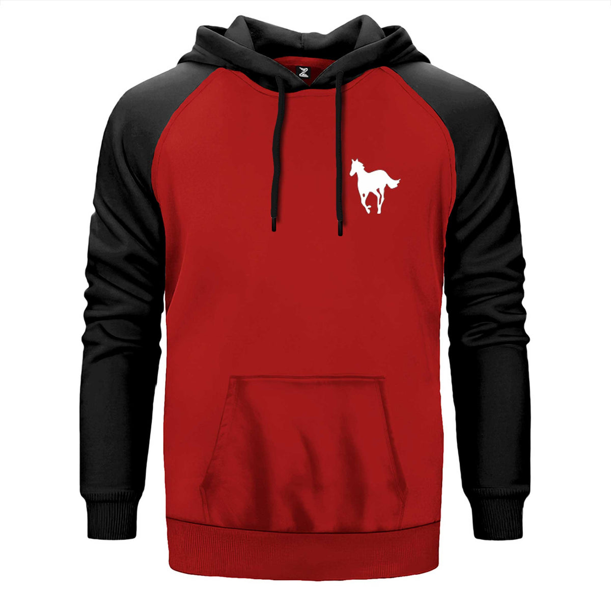 Deftones White Pony Logo çift renk reglan kol kapşonlu sweatshirt - kırmızı