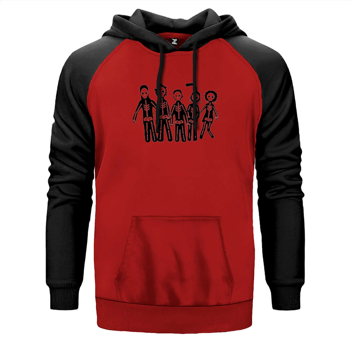 Misfits Lightning çift renk reglan kol kapşonlu sweatshirt - kırmızı