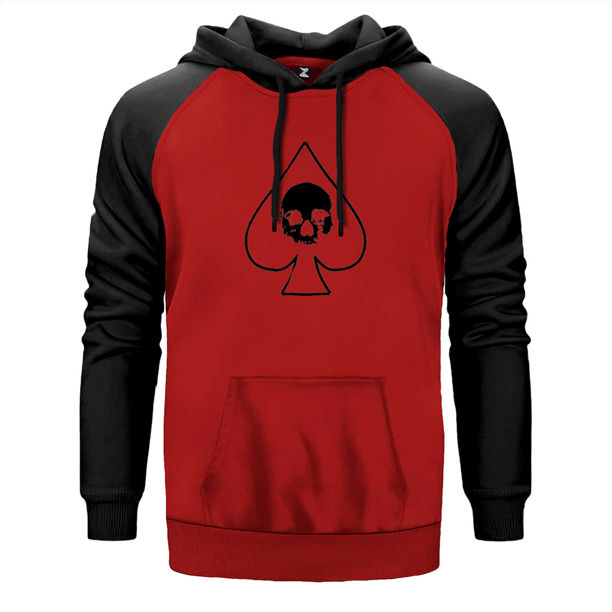 Motörhead Ace Of Spades Maça çift renk reglan kol kapşonlu sweatshirt - kırmızı