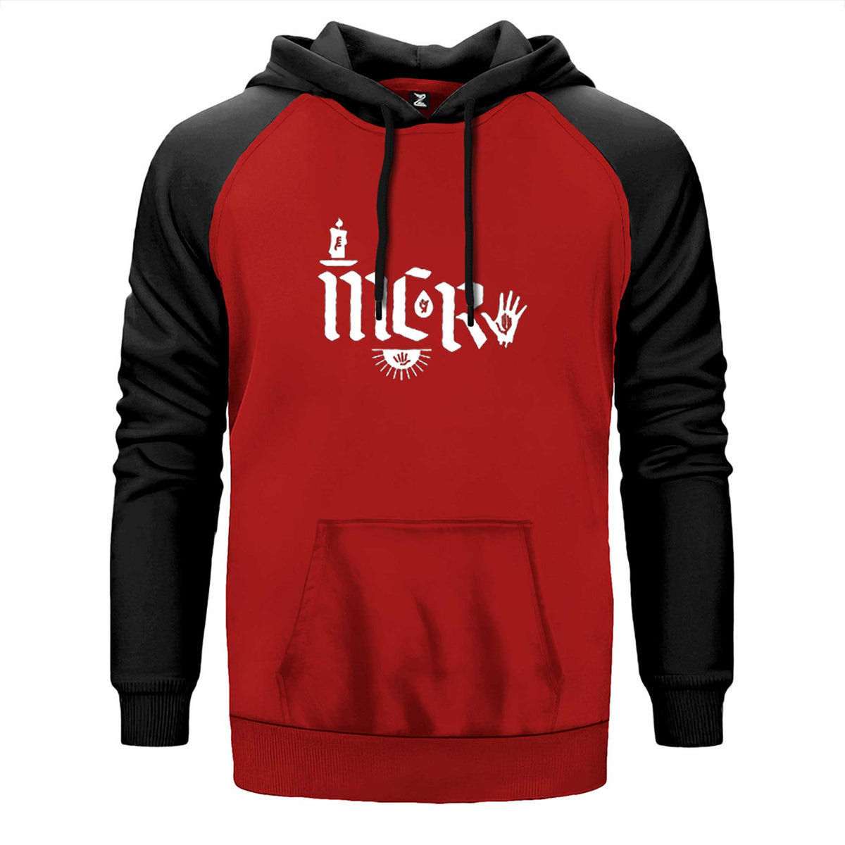 My Chemical Romance Eeturn Code çift renk reglan kol kapşonlu sweatshirt - kırmızı