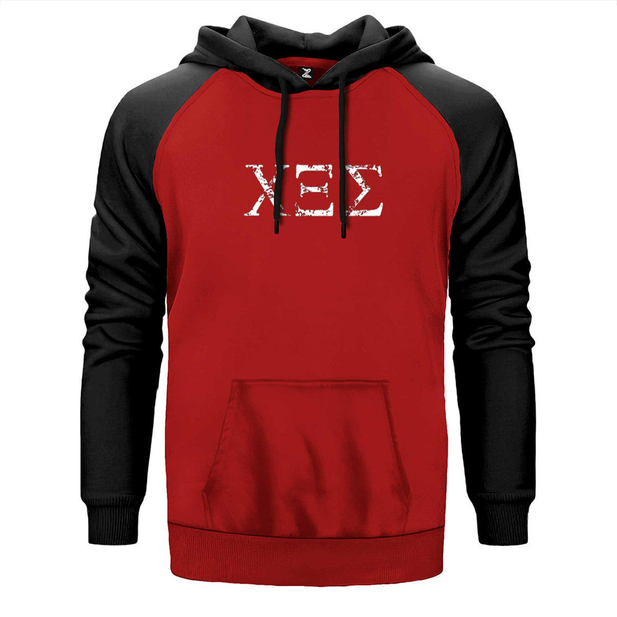 Rotting Christ Logo çift renk reglan kol kapşonlu sweatshirt - kırmızı