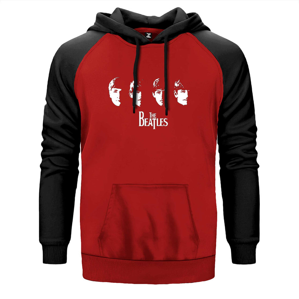 The Beatles Meet The Beatles! çift renk reglan kol kapşonlu sweatshirt - kırmızı