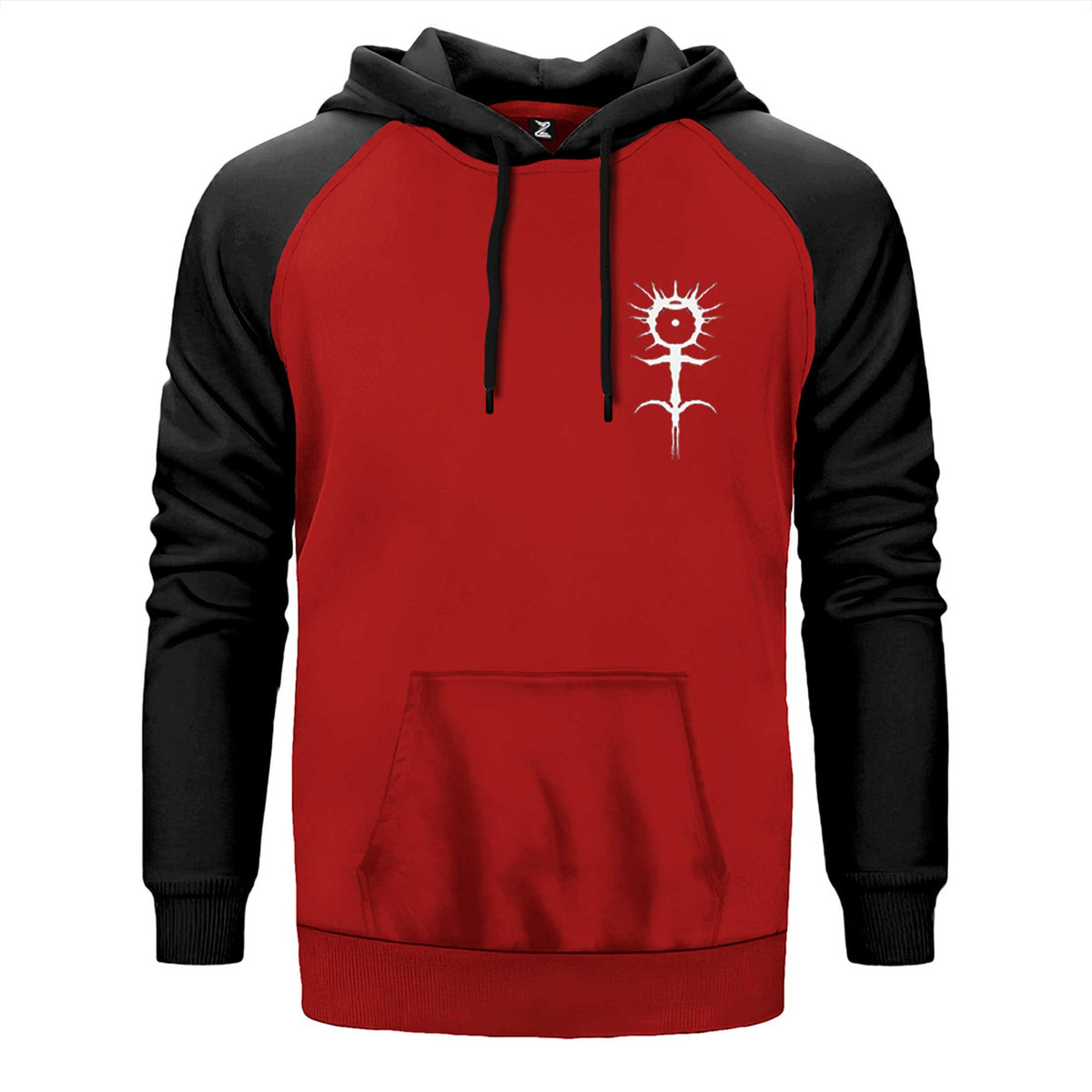 Ghostemane Logo çift renk reglan kol kapşonlu sweatshirt - kırmızı