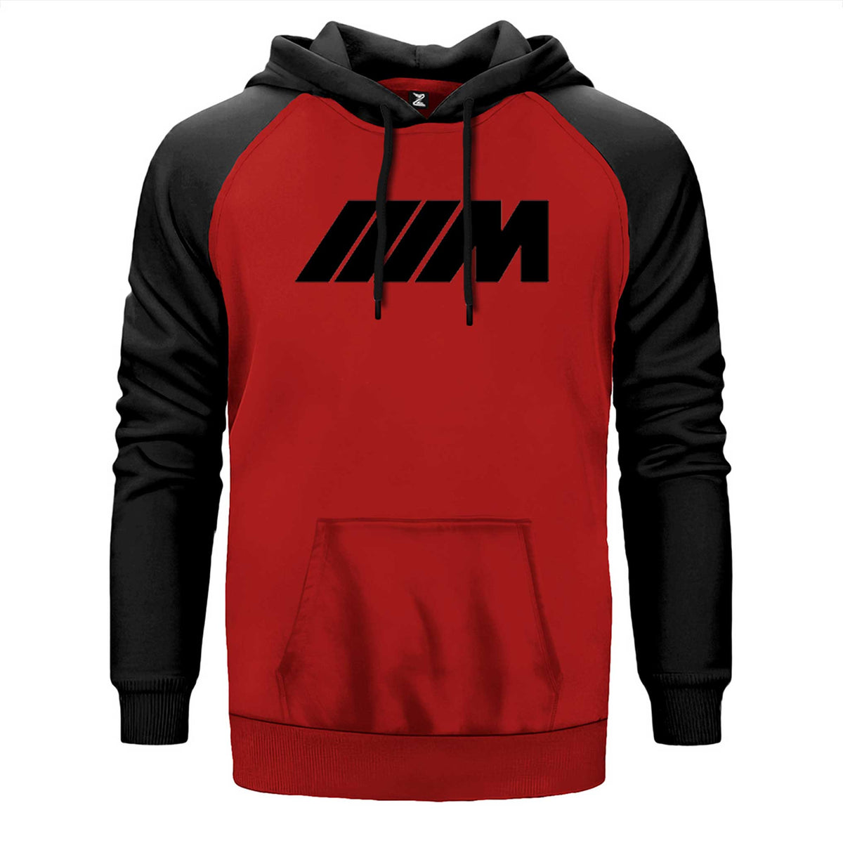 BMW M Power Black çift renk reglan kol kapşonlu sweatshirt - kırmızı