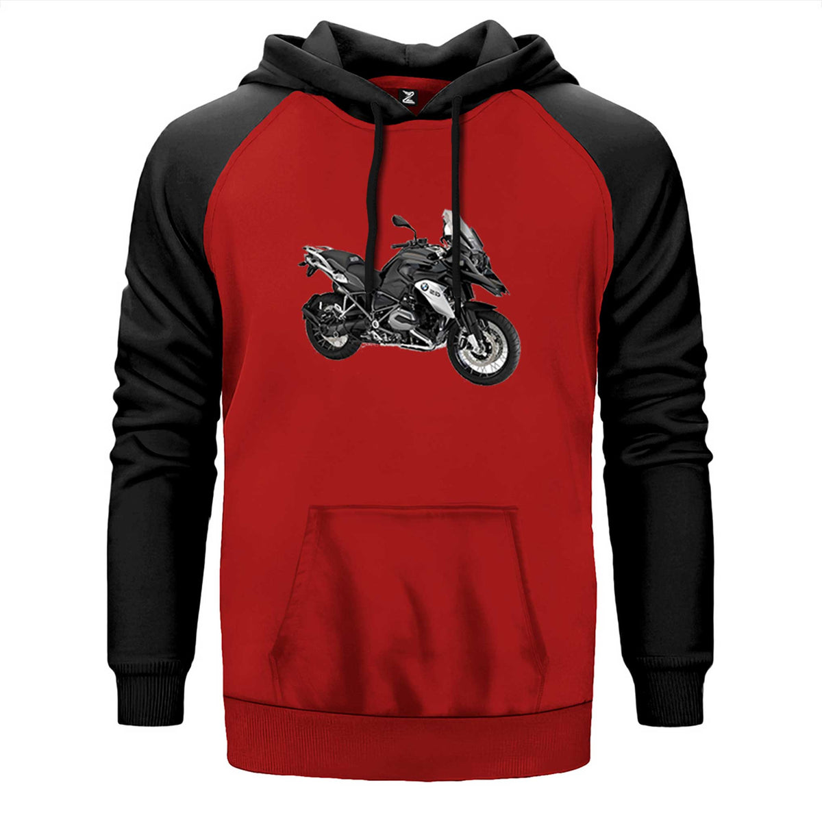 BMW R1200 GS çift renk reglan kol kapşonlu sweatshirt - kırmızı
