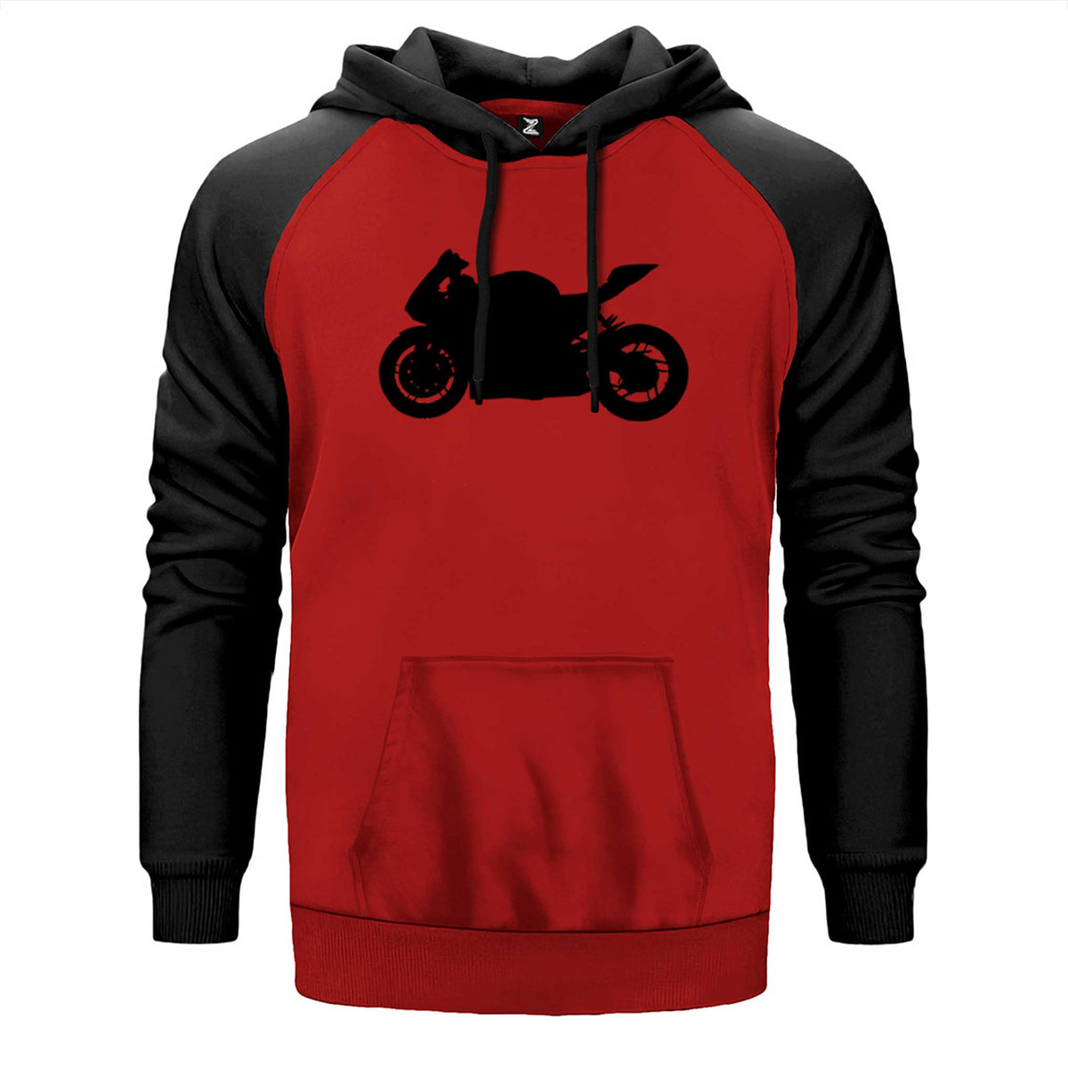 Ducati 1299 Siluet çift renk reglan kol kapşonlu sweatshirt - kırmızı