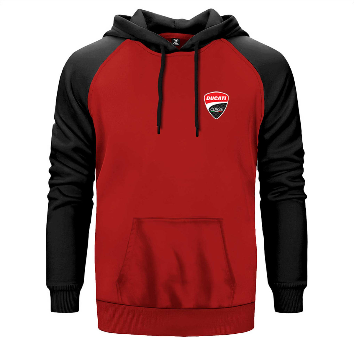 Ducati Corse Logo çift renk reglan kol kapşonlu sweatshirt - kırmızı