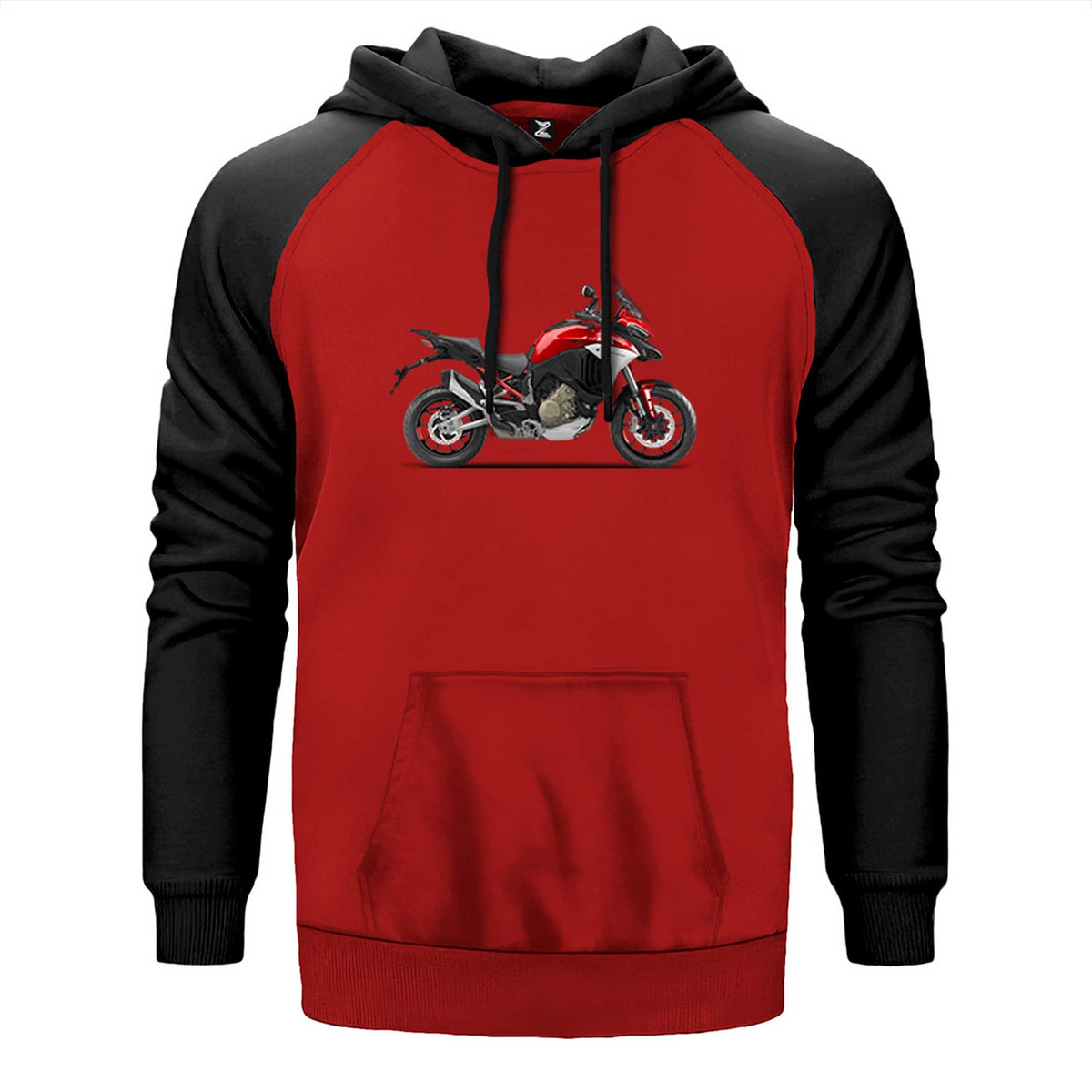 Ducati Multistrada V4 Red-MY21 çift renk reglan kol kapşonlu sweatshirt - kırmızı
