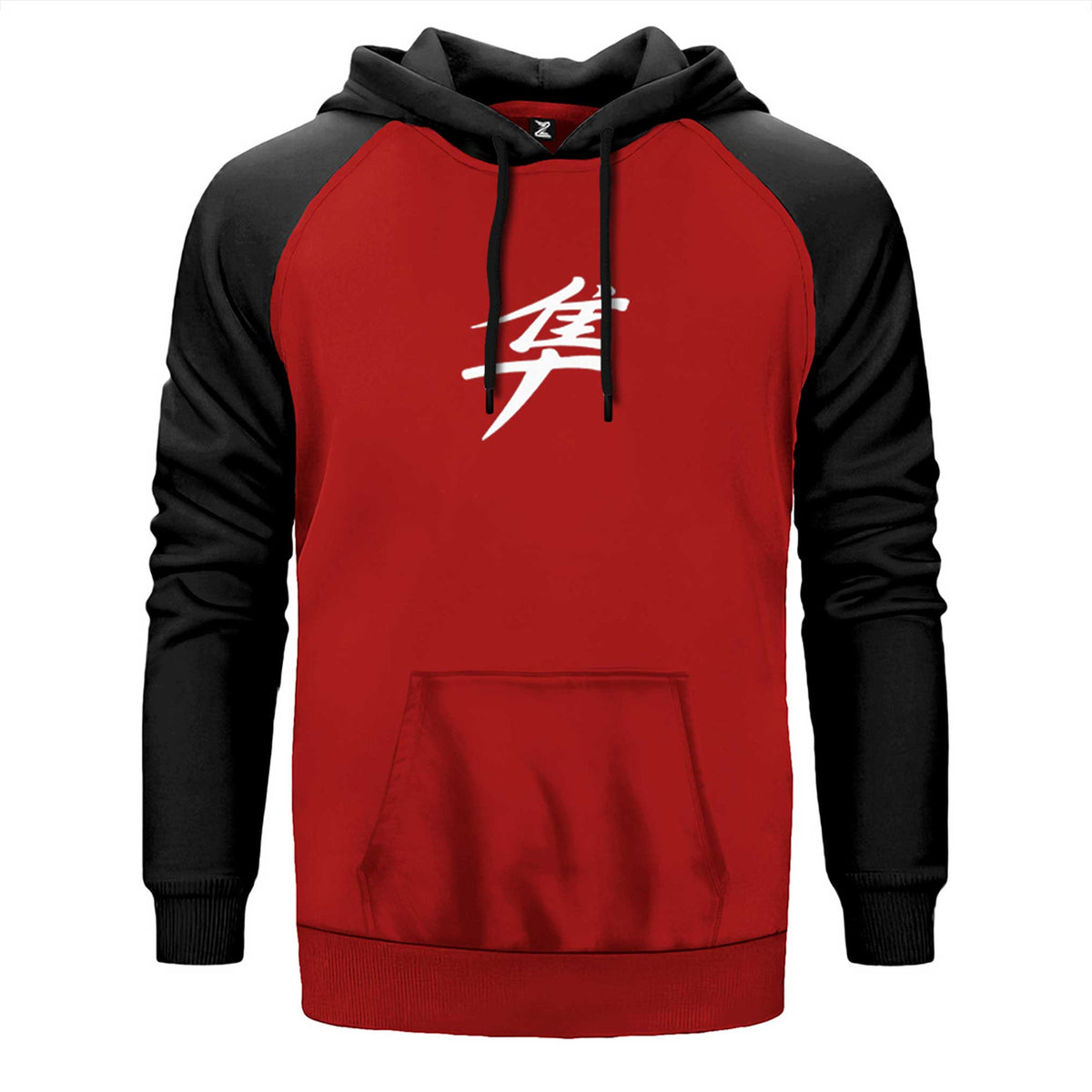 Hayabusa White Logo çift renk reglan kol kapşonlu sweatshirt - kırmızı
