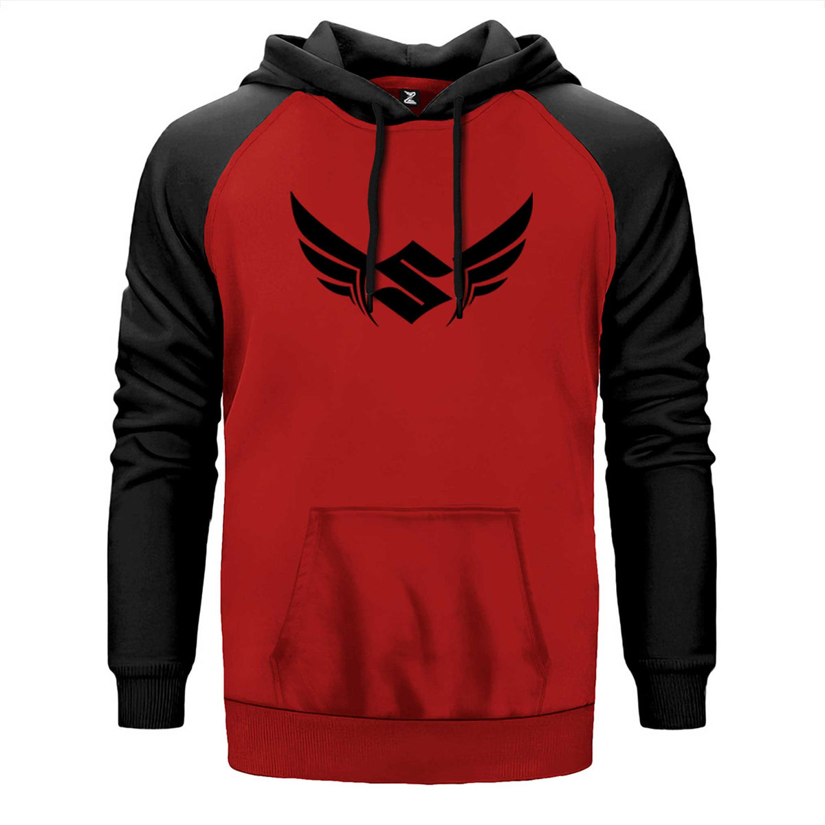 Suzuki Wings çift renk reglan kol kapşonlu sweatshirt - kırmızı