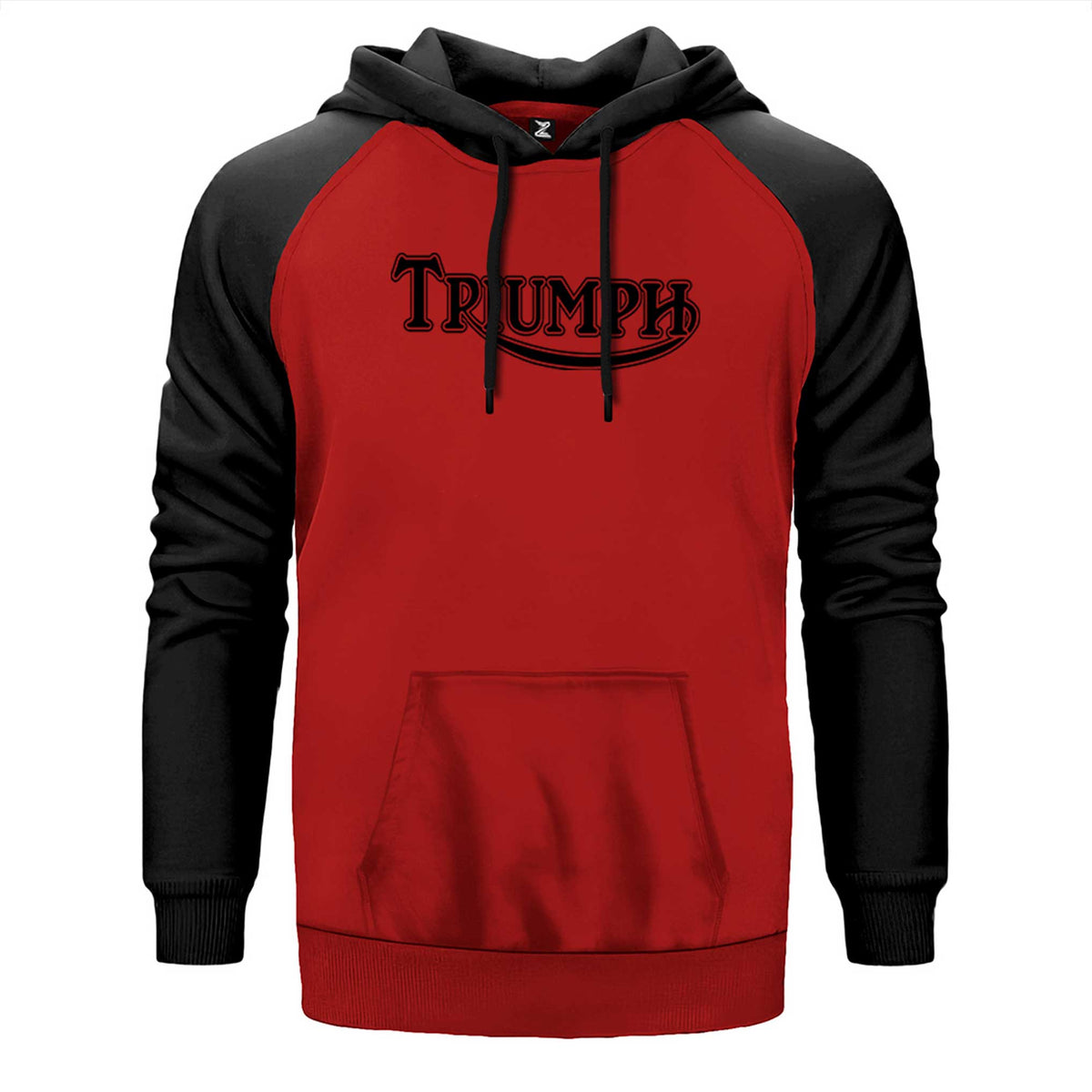 Triumph Motorcycles Logo çift renk reglan kol kapşonlu sweatshirt - kırmızı