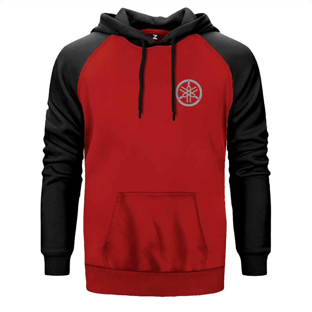 Yamaha Logo Mini çift renk reglan kol kapşonlu sweatshirt - kırmızı