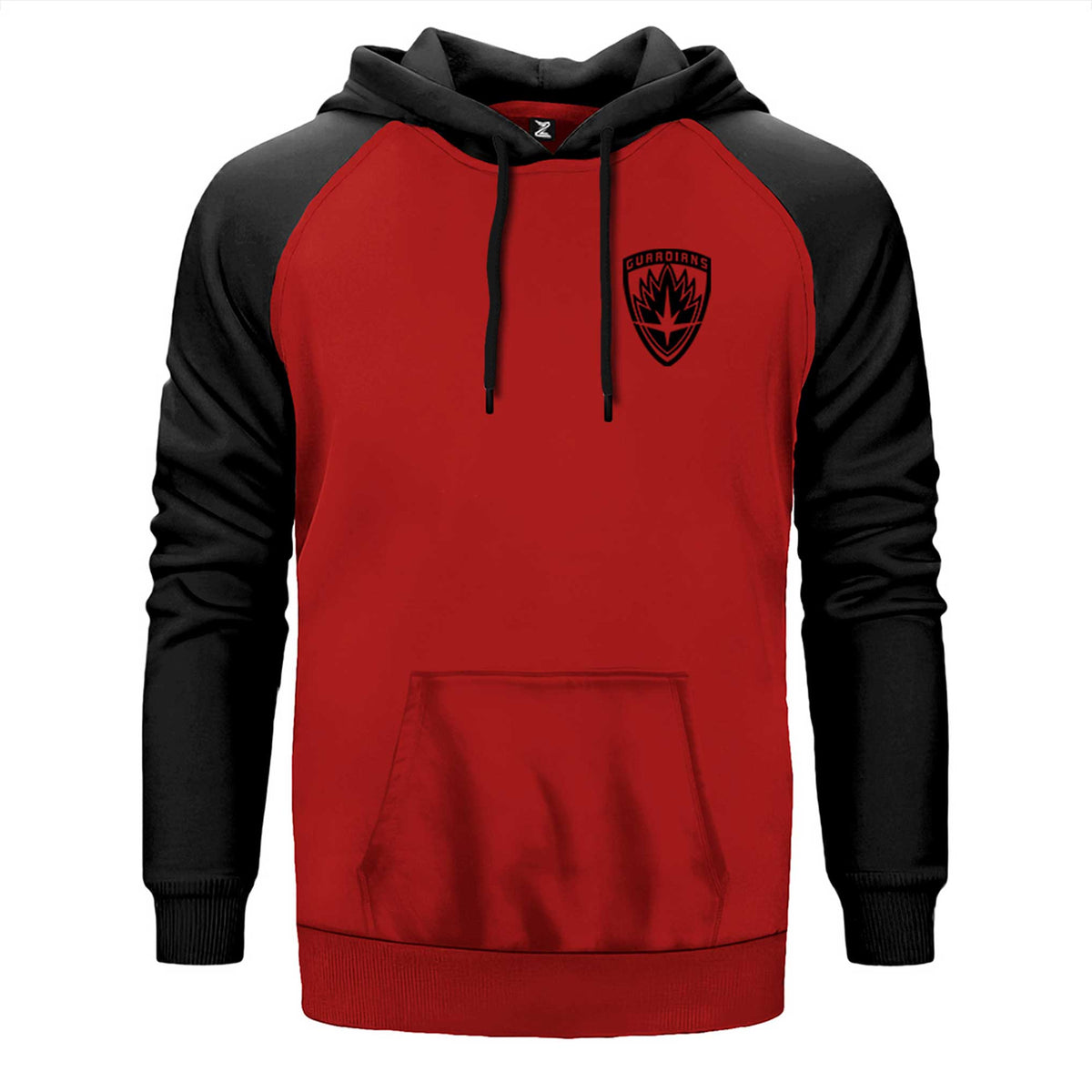 Galaksinin Koruyucuları Rozet çift renk reglan kol kapşonlu sweatshirt - kırmızı