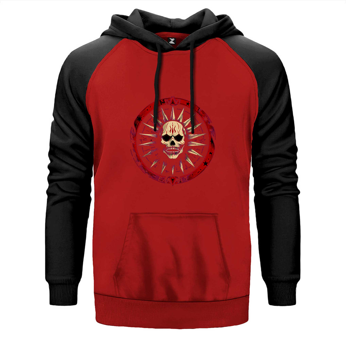 Astek Medallion çift renk reglan kol kapşonlu sweatshirt - kırmızı