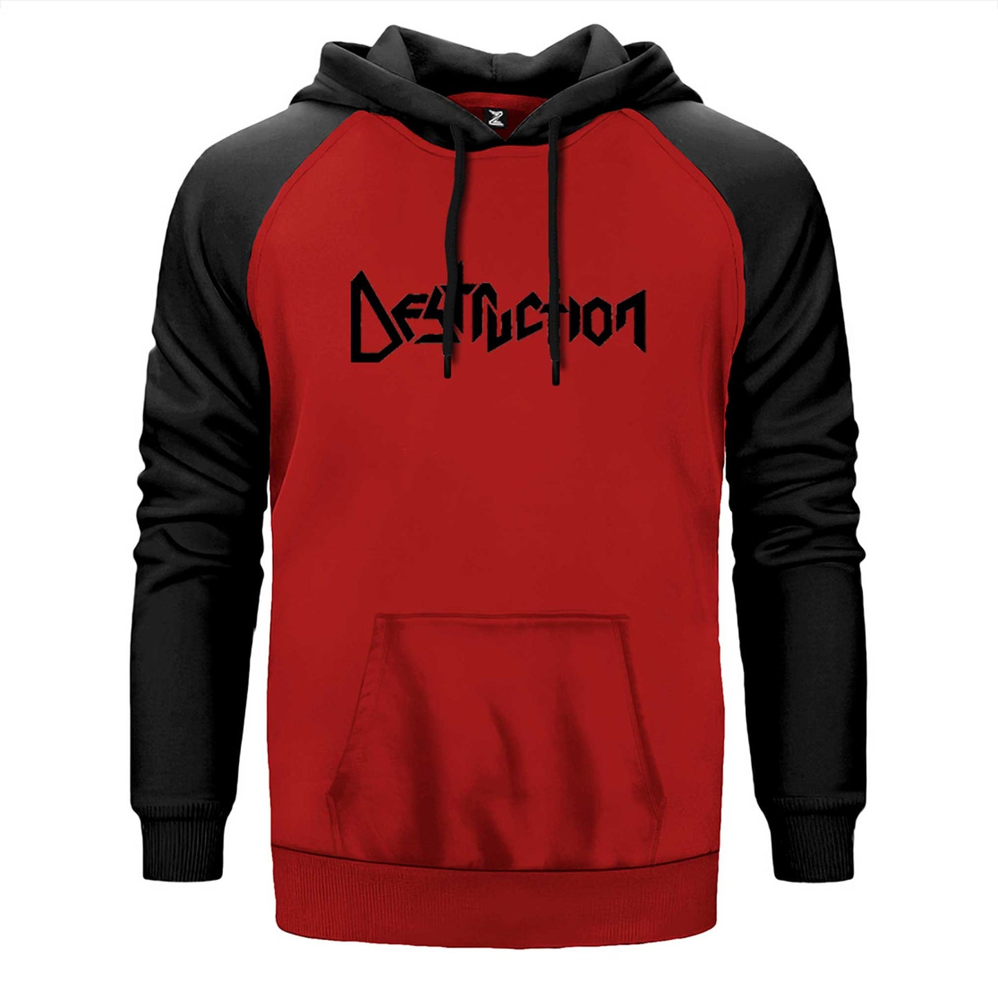 Destruction Text Çift Renk Reglan Kol Sweatshirt