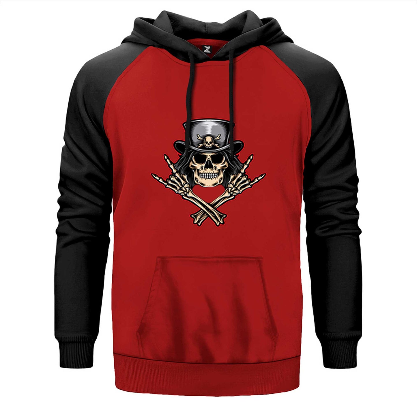 Slash Skull Çift Renk Reglan Kol Sweatshirt