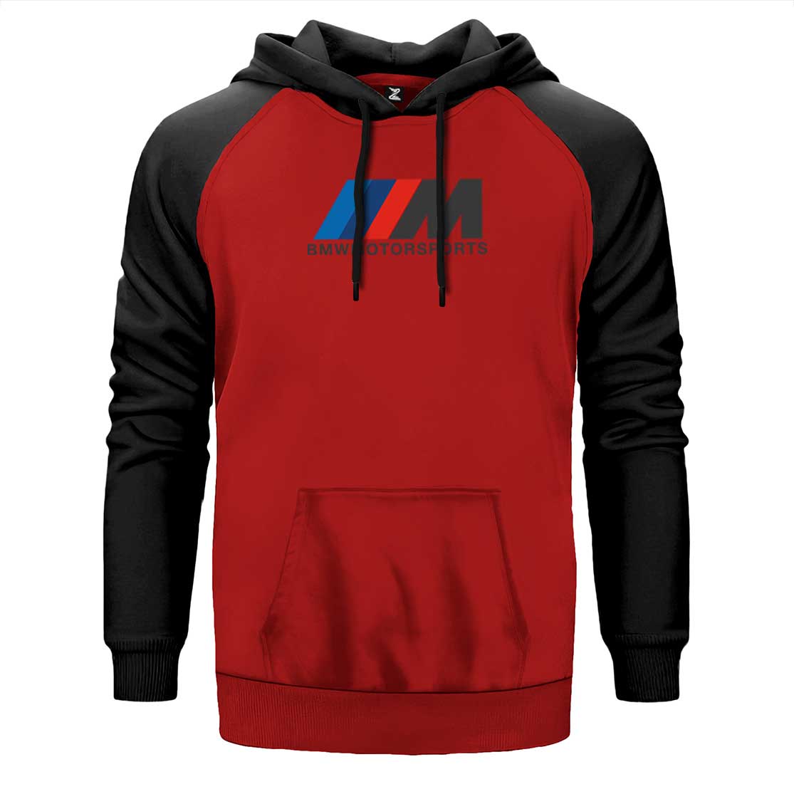 BMW M Power Motorsport çift renk reglan kol kapşonlu sweatshirt - kırmızı