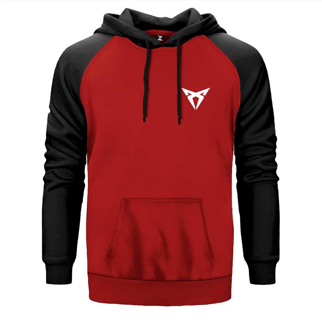 Cupra Logo çift renk reglan kol kapşonlu sweatshirt - kırmızı