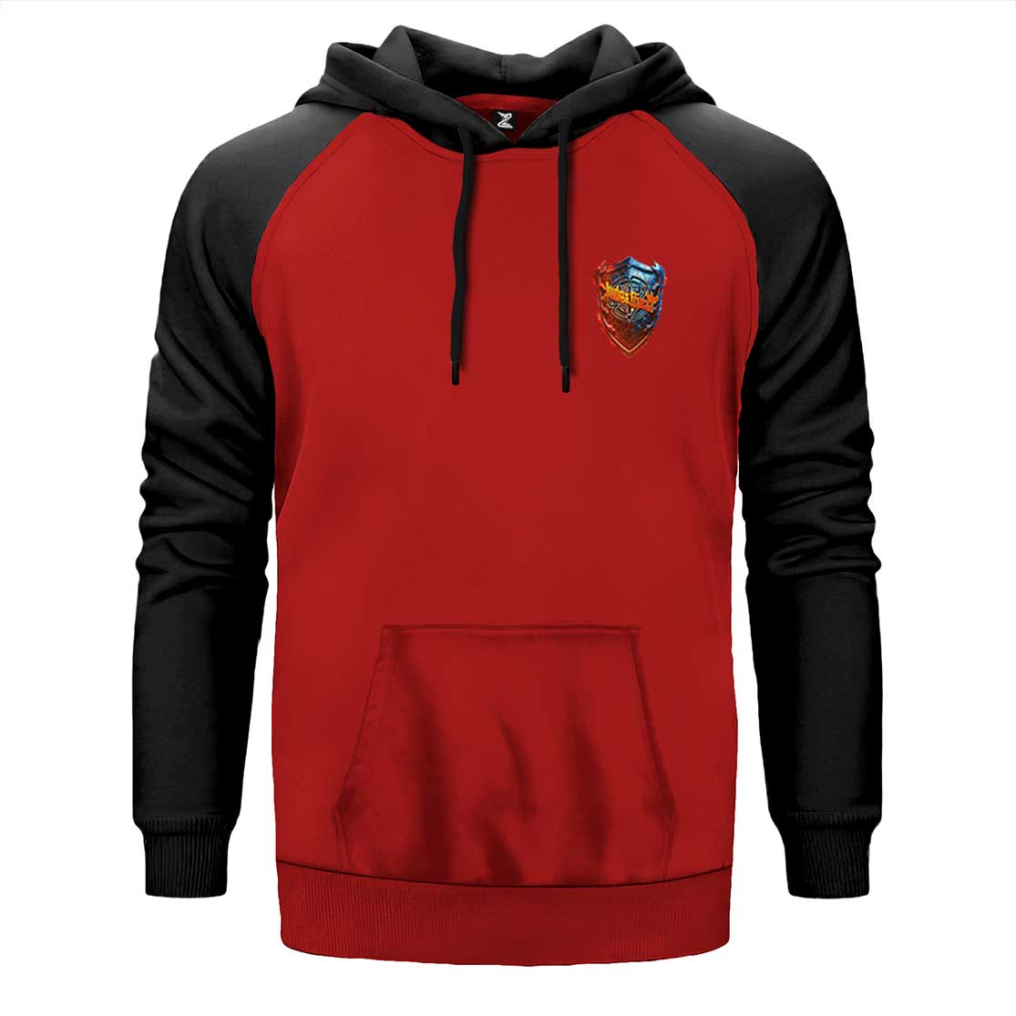 Judas Priest invincible Shield çift renk reglan kol kapşonlu sweatshirt - kırmızı