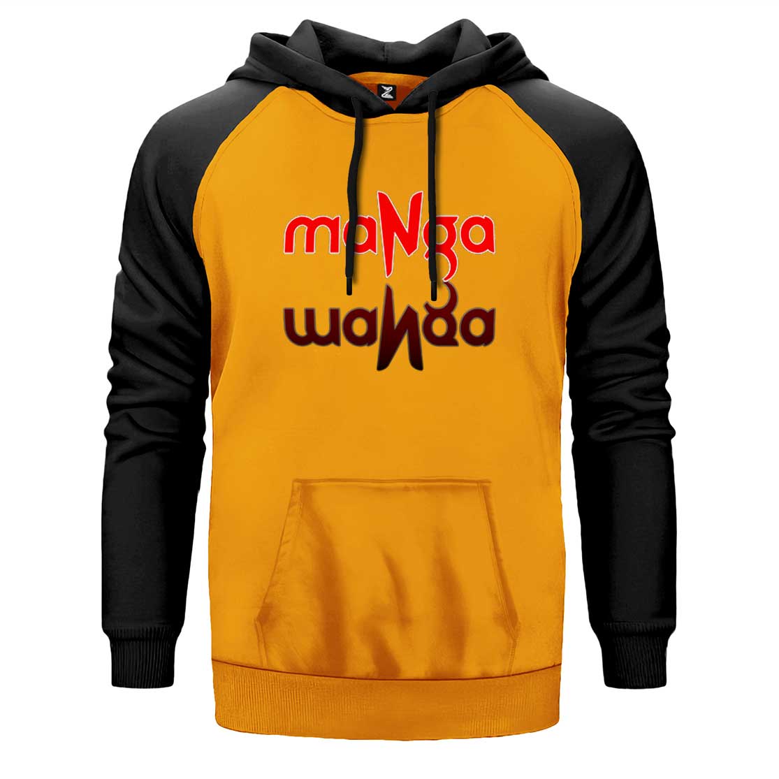 MaNga Yazı Yansıması Çift Renk Reglan Kol Sweatshirt