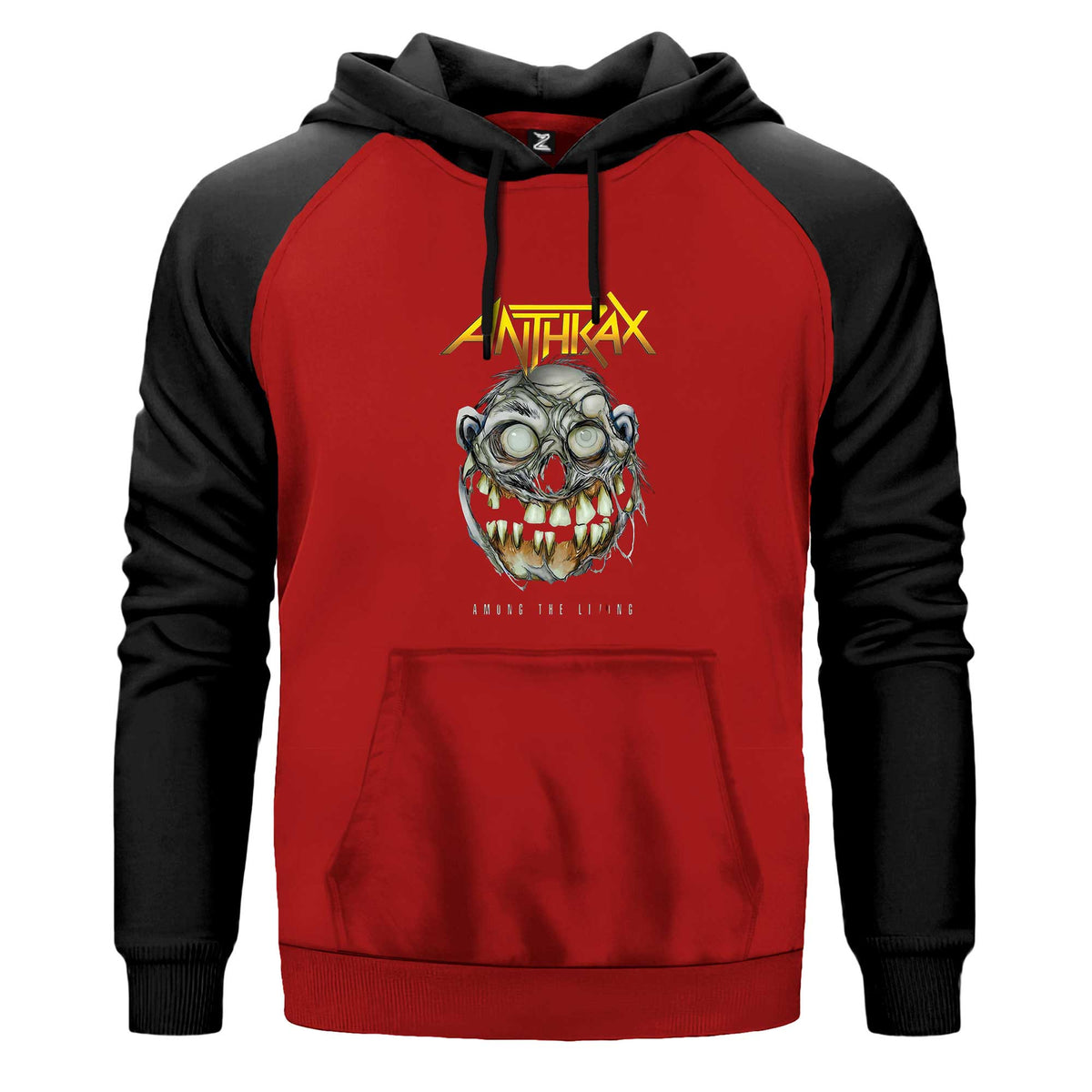 Anthrax Amung The Living Kapşonlu çift renk reglan kol kapşonlu sweatshirt - kırmızı