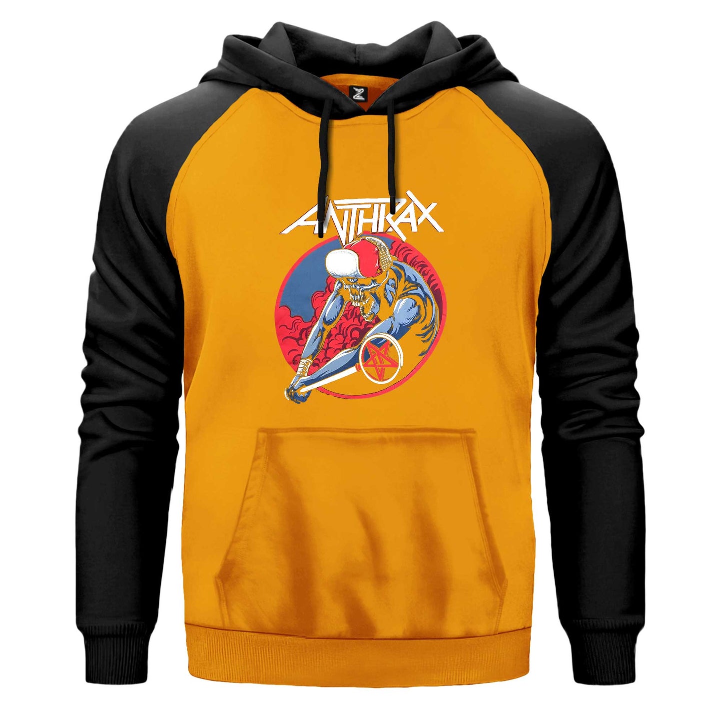 Anthrax Pentegram Çift Renk Reglan Kol Sweatshirt Kapşonlu